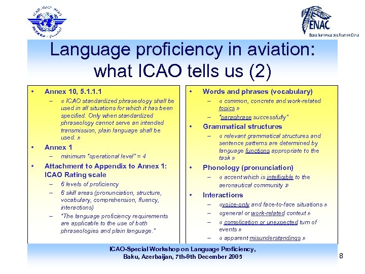 Language proficiency in aviation: what ICAO tells us (2) • – • « ICAO
