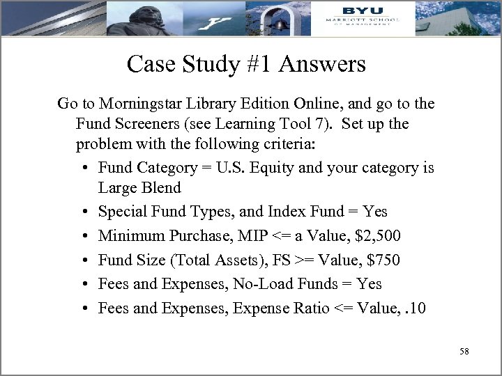 Case Study #1 Answers Go to Morningstar Library Edition Online, and go to the