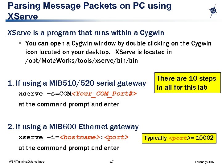 Parsing Message Packets on PC using XServe is a program that runs within a