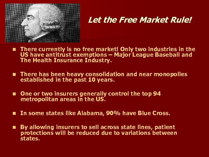 Let the Free Market Rule! n There currently is no free market! Only two