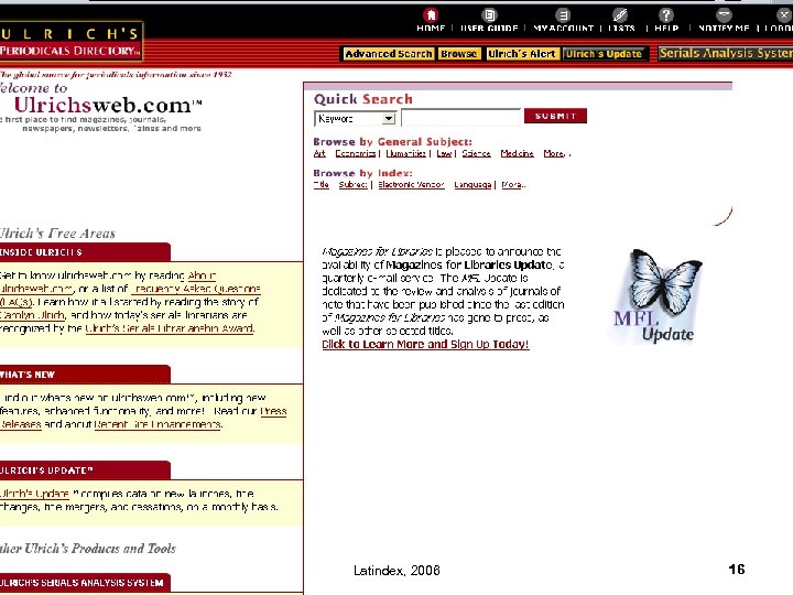 Latindex, 2006 16 
