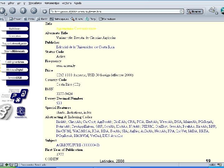 Latindex, 2006 19 