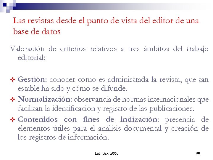 Las revistas desde el punto de vista del editor de una base de datos