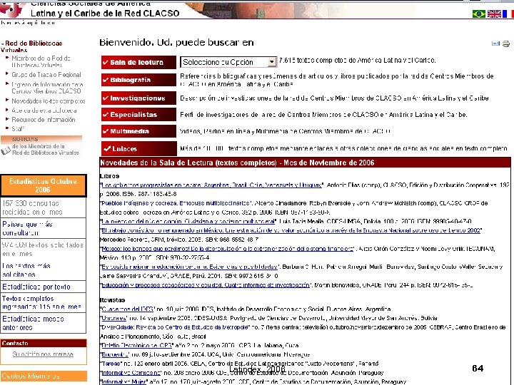 n Poner nueva pantalla de CLACSO son no. de textos completos y sección revistas