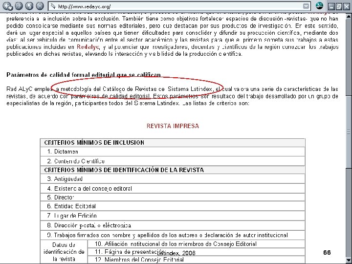 Latindex, 2006 66 