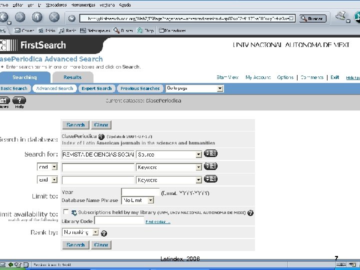 Latindex, 2006 7 