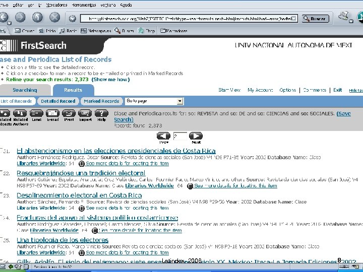 Latindex, 2006 8 