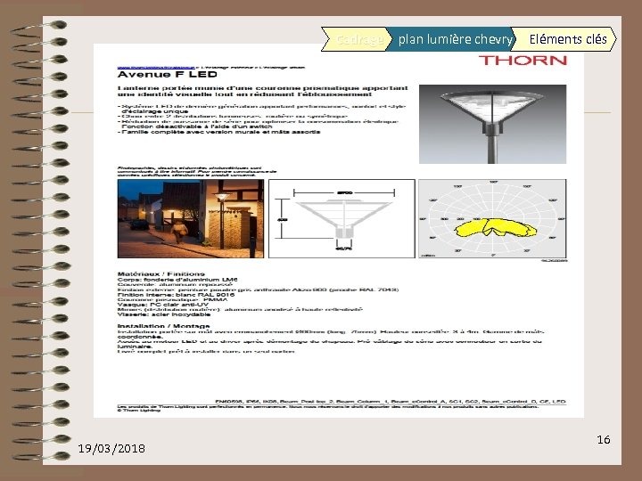 Cadrage plan lumière chevry 19/03/2018 Eléments clés 16 