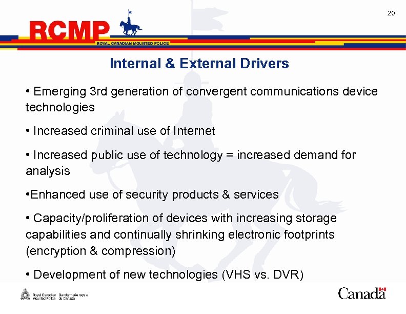 20 Internal & External Drivers • Emerging 3 rd generation of convergent communications device
