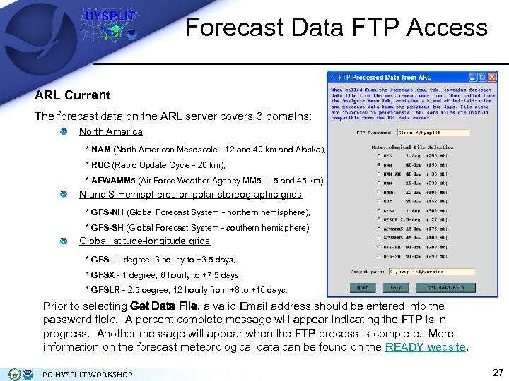 Forecast Data FTP Access ARL Current The forecast data on the ARL server covers