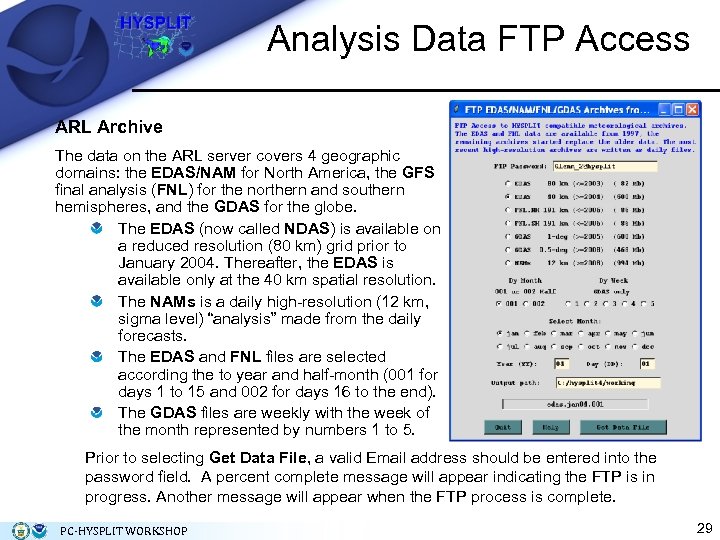 Analysis Data FTP Access ARL Archive The data on the ARL server covers 4