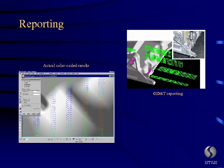 Reporting Actual color-coded results GD&T reporting SITIUS 