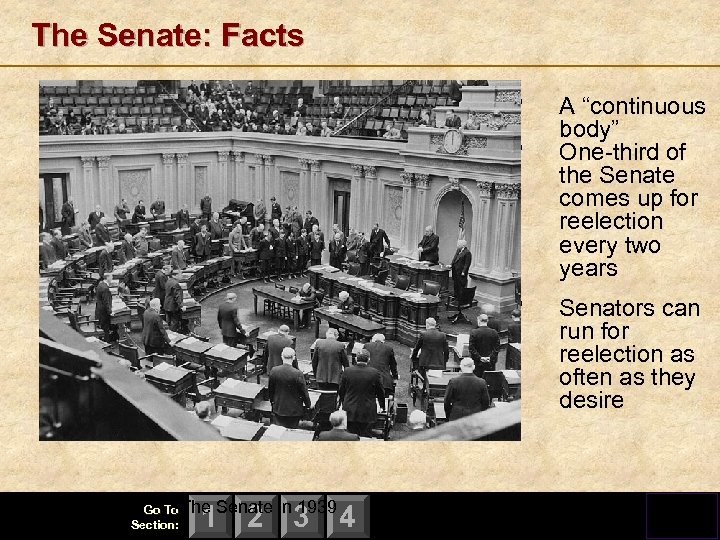 The Senate: Facts • • Go To The Section: 1 Senate in 3 4