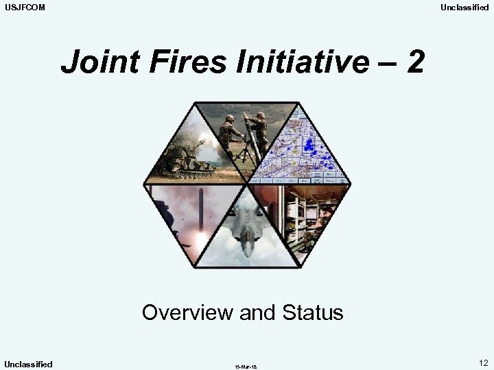 USJFCOM Unclassified Joint Fires Initiative – 2 Overview and Status Unclassified 15 -Mar-18 12