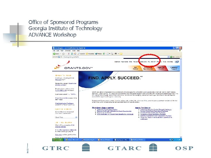 Office of Sponsored Programs Georgia Institute of Technology ADVANCE Workshop 