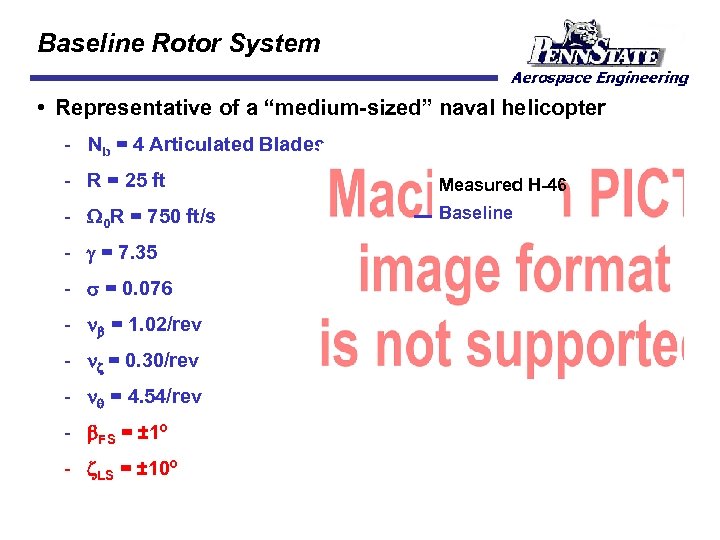 Baseline Rotor System • Representative of a “medium-sized” naval helicopter Nb = 4 Articulated