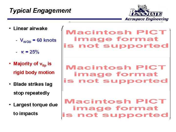 Typical Engagement • Linear airwake VWOD = 60 knots k = 25% • Majority