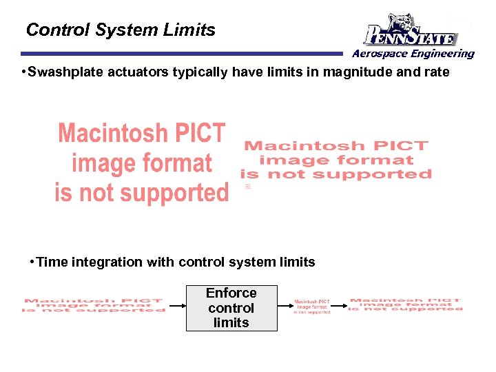 Control System Limits • Swashplate actuators typically have limits in magnitude and rate •