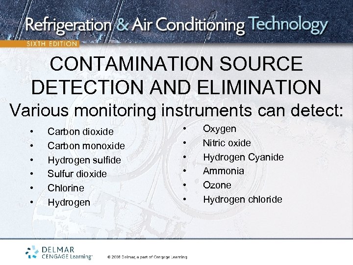 CONTAMINATION SOURCE DETECTION AND ELIMINATION Various monitoring instruments can detect: • • • Carbon