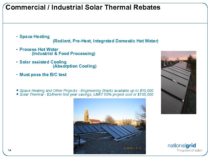 Commercial / Industrial Solar Thermal Rebates - Space Heating (Radiant, Pre-Heat, Integrated Domestic Hot