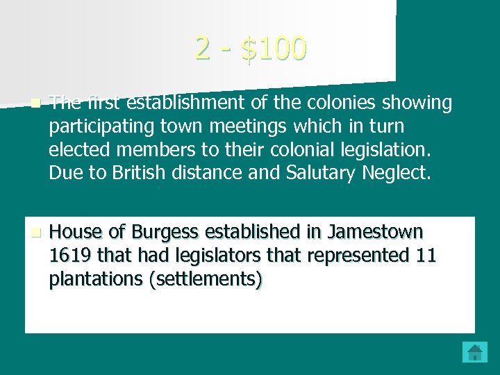 2 - $100 n The first establishment of the colonies showing participating town meetings