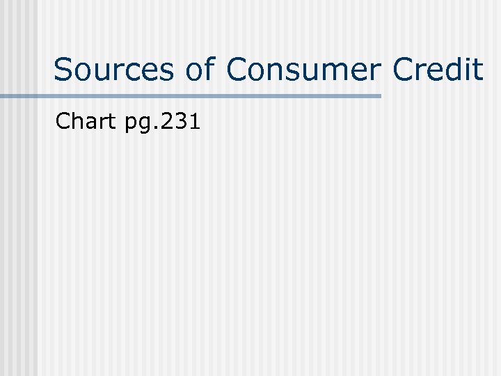 Sources of Consumer Credit Chart pg. 231 