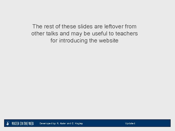 The rest of these slides are leftover from other talks and may be useful