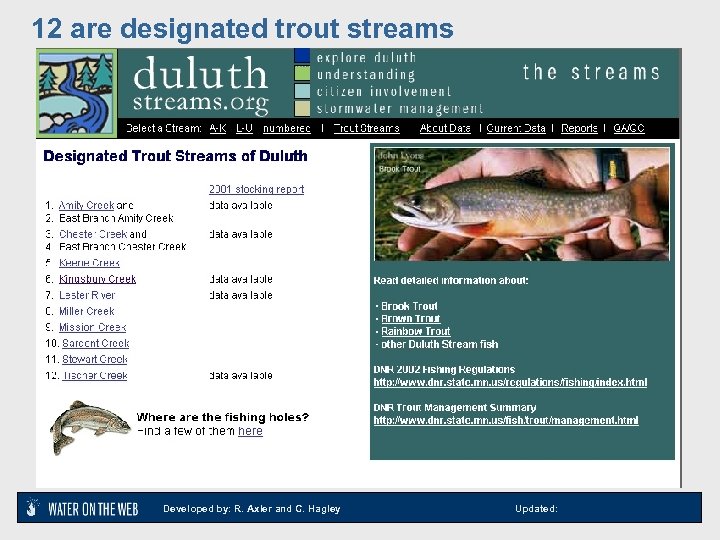 12 are designated trout streams Developed by: R. Axler and C. Hagley Updated: 