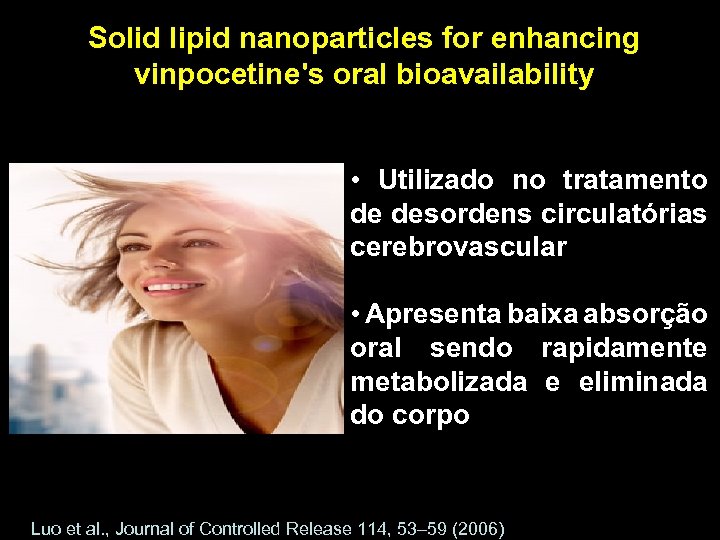 Solid lipid nanoparticles for enhancing vinpocetine's oral bioavailability • Utilizado no tratamento de desordens