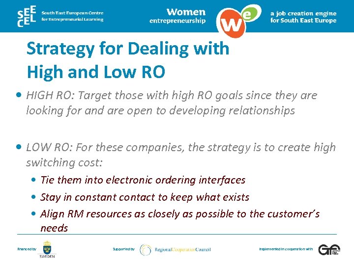 Strategy for Dealing with High and Low RO HIGH RO: Target those with high