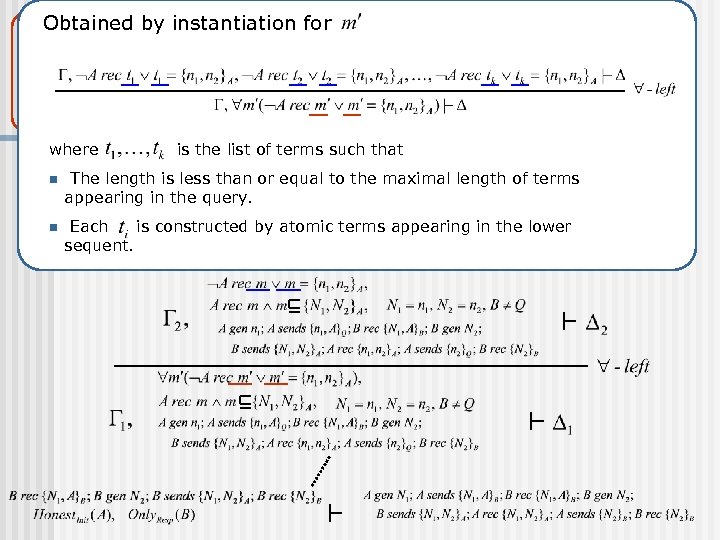 The NS protocol Obtained by instantiation for where is the list of terms such