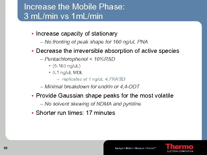 Increase the Mobile Phase: 3 m. L/min vs 1 m. L/min • Increase capacity