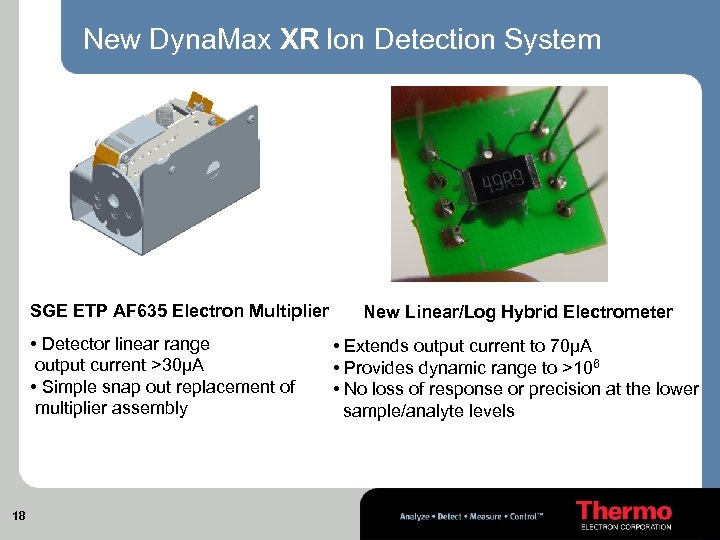 New Dyna. Max XR Ion Detection System SGE ETP AF 635 Electron Multiplier •