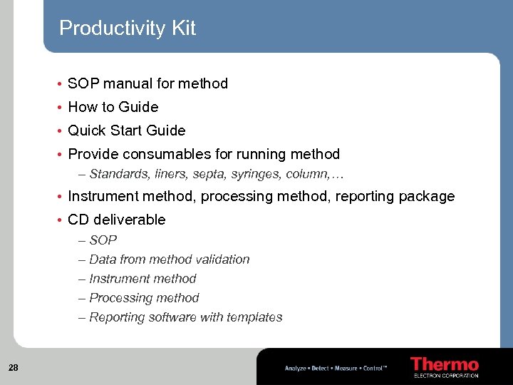 Productivity Kit • SOP manual for method • How to Guide • Quick Start