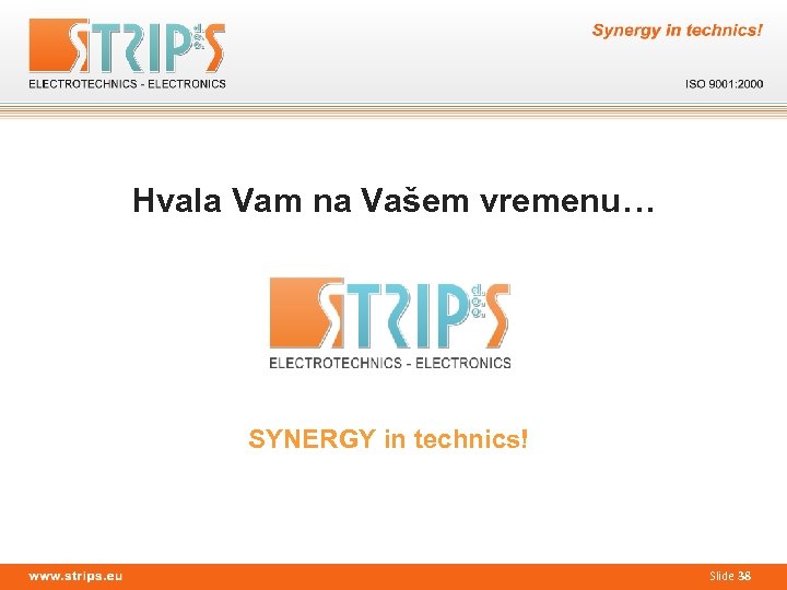 Hvala Vam na Vašem vremenu… SYNERGY in technics! Slide 38 