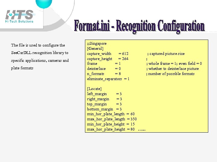 The file is used to configure the See. Car. DLL recognition library to specific