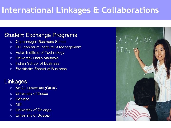 International Linkages & Collaborations Student Exchange Programs q q q Copenhagen Business School FH