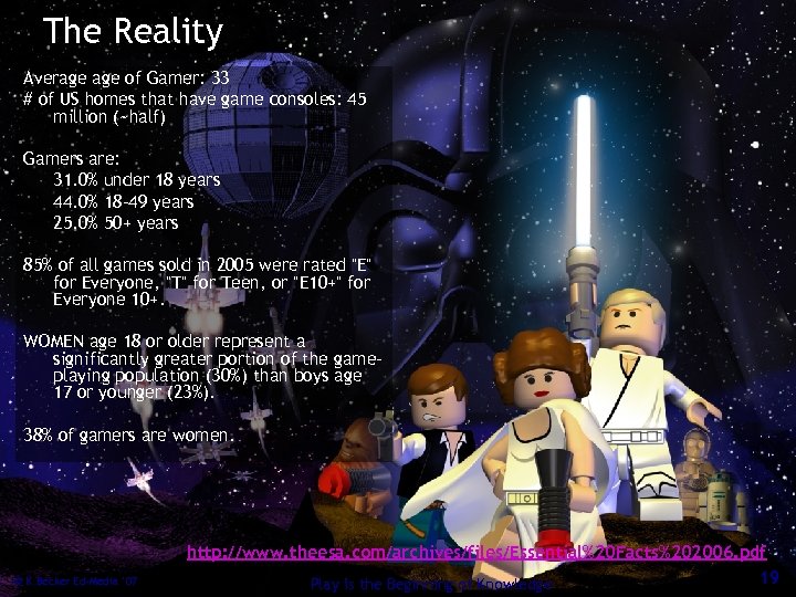 The Reality Average of Gamer: 33 # of US homes that have game consoles: