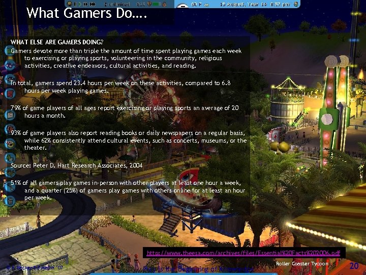 What Gamers Do…. WHAT ELSE ARE GAMERS DOING? Gamers devote more than triple the