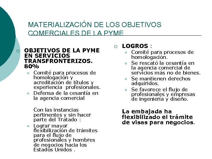 MATERIALIZACIÓN DE LOS OBJETIVOS COMERCIALES DE LA PYME ¡ OBJETIVOS DE LA PYME EN