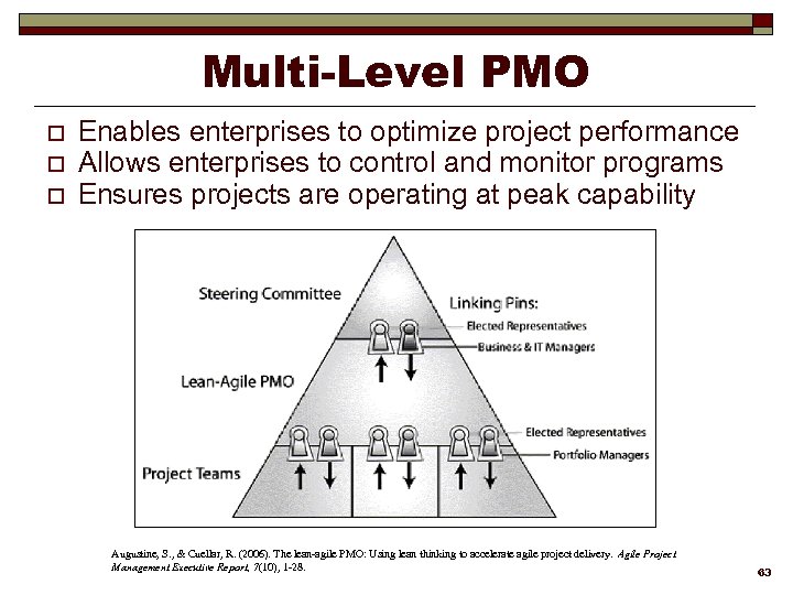 Multi-Level PMO o o o Enables enterprises to optimize project performance Allows enterprises to