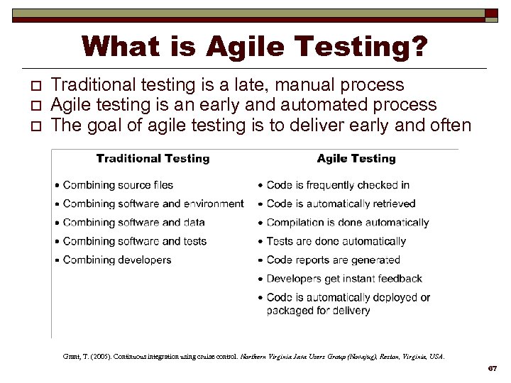 What is Agile Testing? o o o Traditional testing is a late, manual process