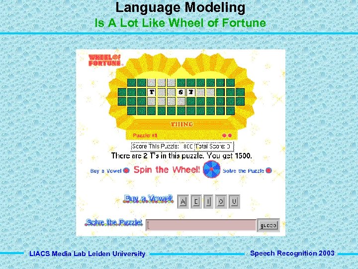 Language Modeling Is A Lot Like Wheel of Fortune LIACS Media Lab Leiden University