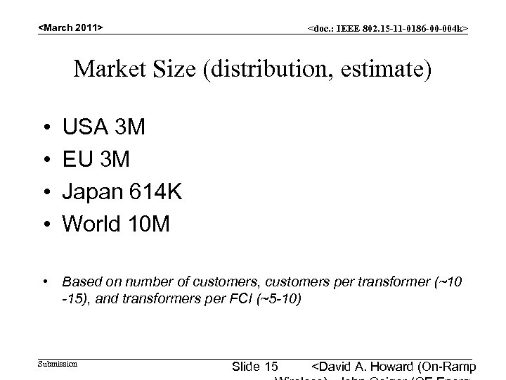 <March 2011> <doc. : IEEE 802. 15 -11 -0186 -00 -004 k> Market Size