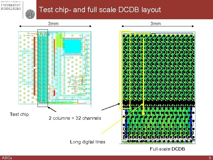 Test chip- and full scale DCDB layout 3 mm Test chip 3 mm 2