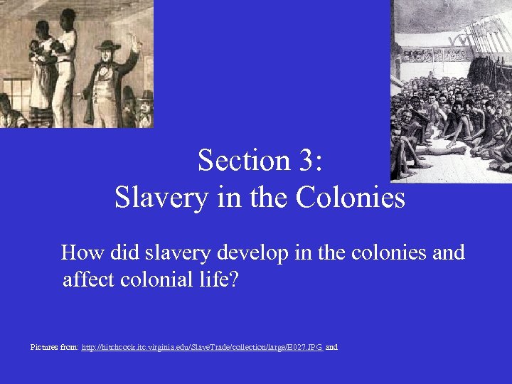 Section 3: Slavery in the Colonies How did slavery develop in the colonies and