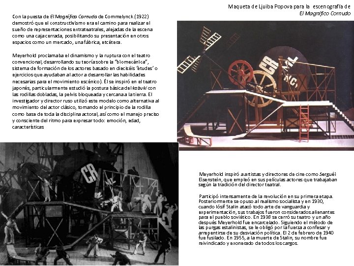 Maqueta de Ljuiba Popova para la escenografía de El Magnífico Cornudo Con la puesta