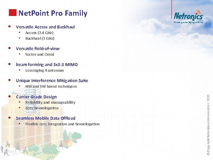 Net. Point Pro Family § § § Versatile Access and Backhaul • • Access