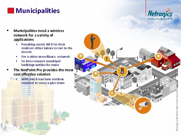 Municipalities 50 § Municipalities need a wireless network for a variety of applications §