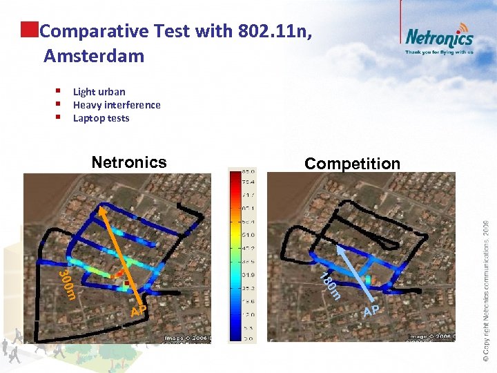 Comparative Test with 802. 11 n, Amsterdam § § § Light urban Heavy interference